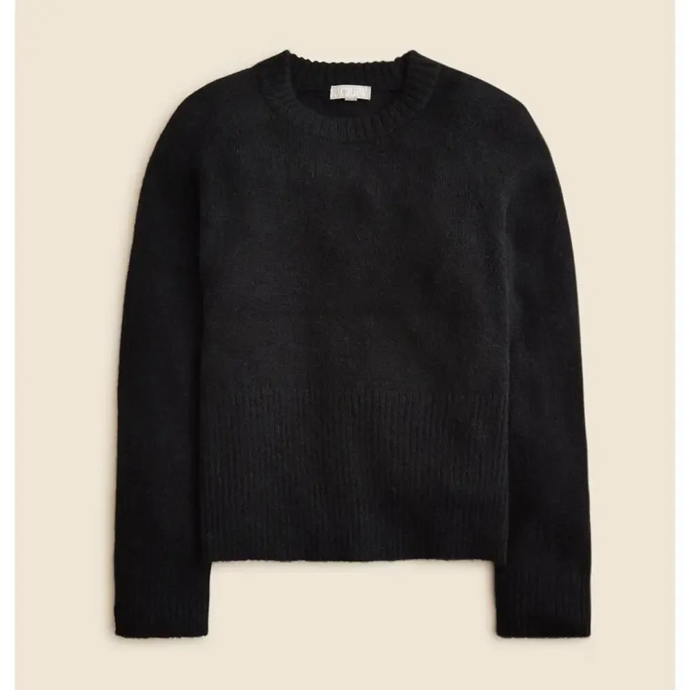 J.Crew High Rib Pullover Sweater SZ XS Black Wool Alpaca Crew Neck Long Sleeve